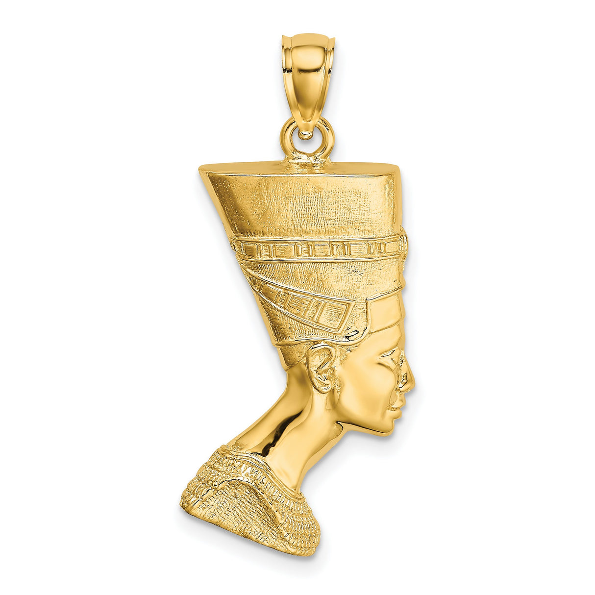 14k Yellow Gold Nefertiti Pendant, Egyptian Queen Profile Charm, Afrocentric Heritage Jewelry