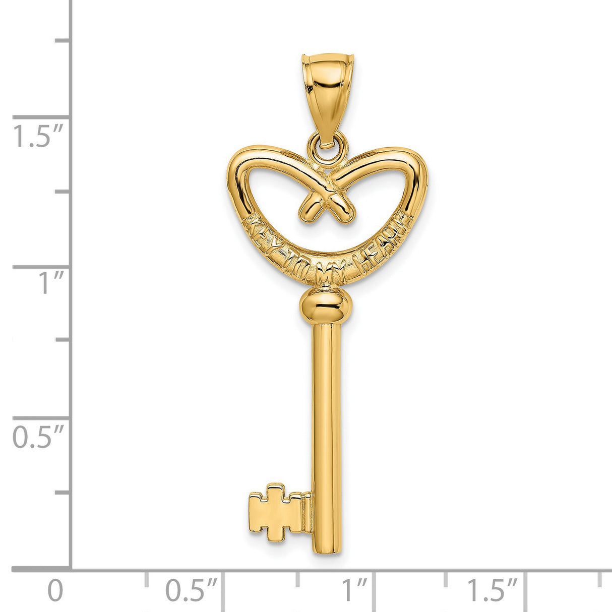 14k Yellow Gold Heart Key Pendant, Symbol of Love and Emotional Connection for Women