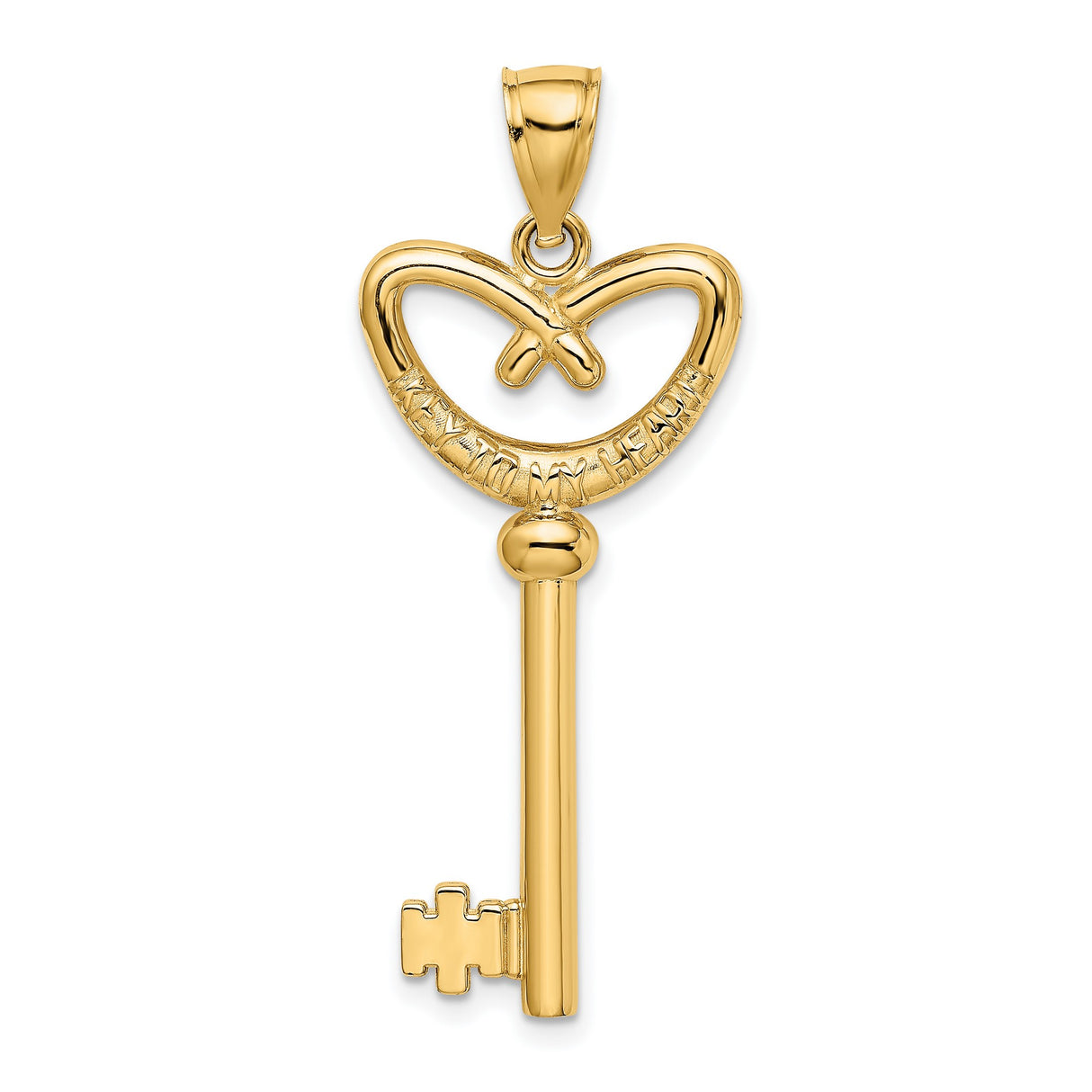 14k Yellow Gold Heart Key Pendant, Symbol of Love and Emotional Connection for Women