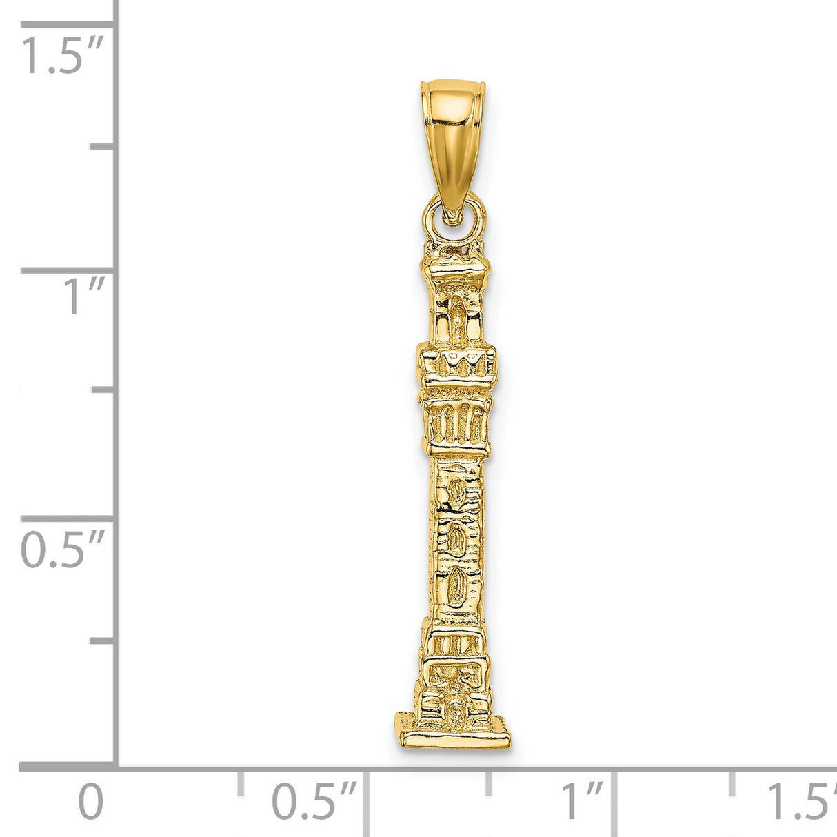 14k Yellow Gold Obelisk Pendant with Egyptian Column Design and Hieroglyph Details