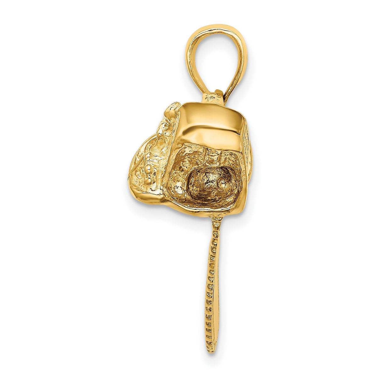 14k Yellow Gold Chainsaw Pendant, Miniature Tool Charm with Rugged Detail, Hip Hop Style