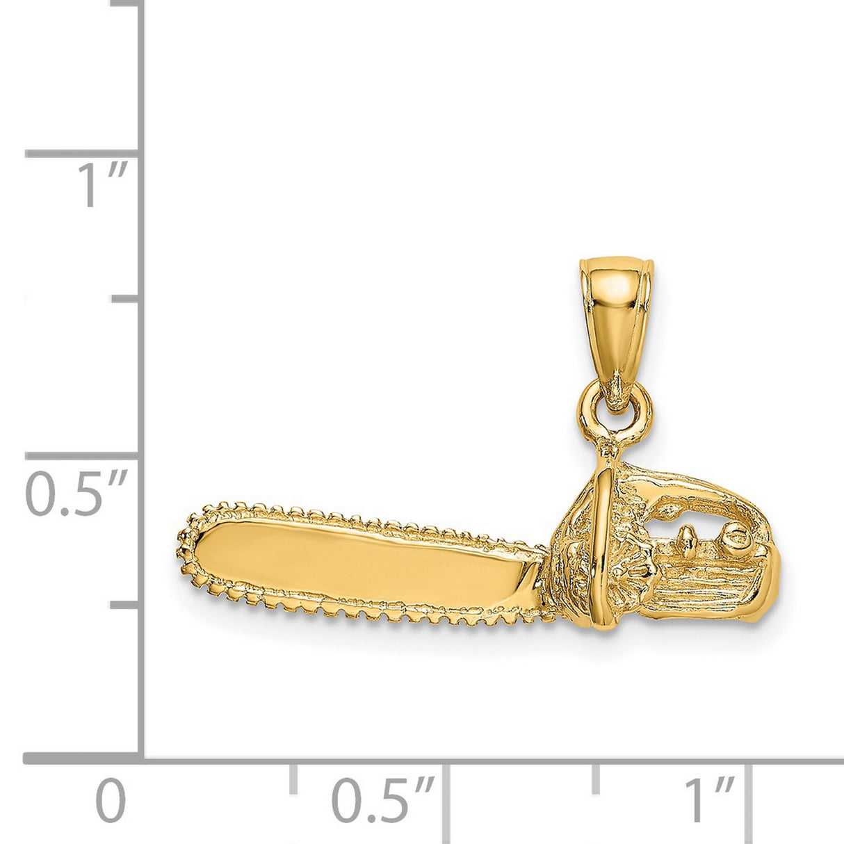 14k Yellow Gold Chainsaw Pendant, Rugged Industrial Tool Charm for Men or Unisex Wear