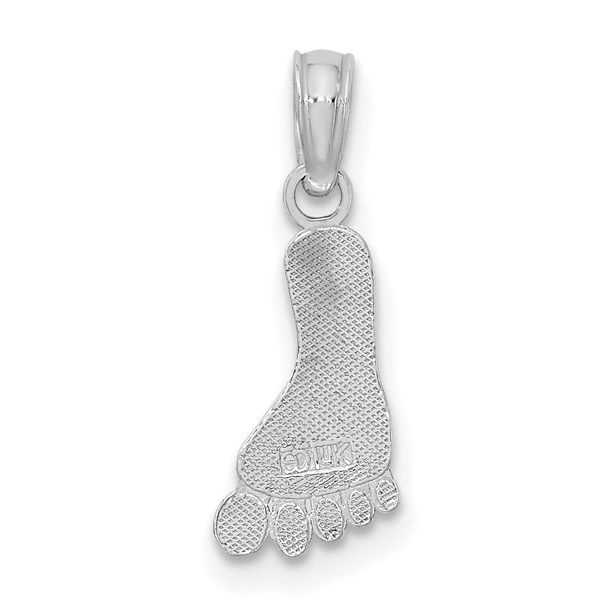 14k White Gold Baby Foot Pendant, Polished Footprint Charm, Memorial Keepsake for Mothers