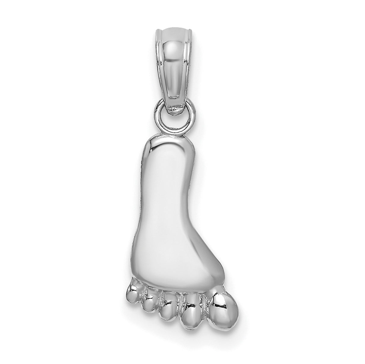 14k White Gold Baby Foot Pendant, Polished Footprint Charm, Memorial Keepsake for Mothers