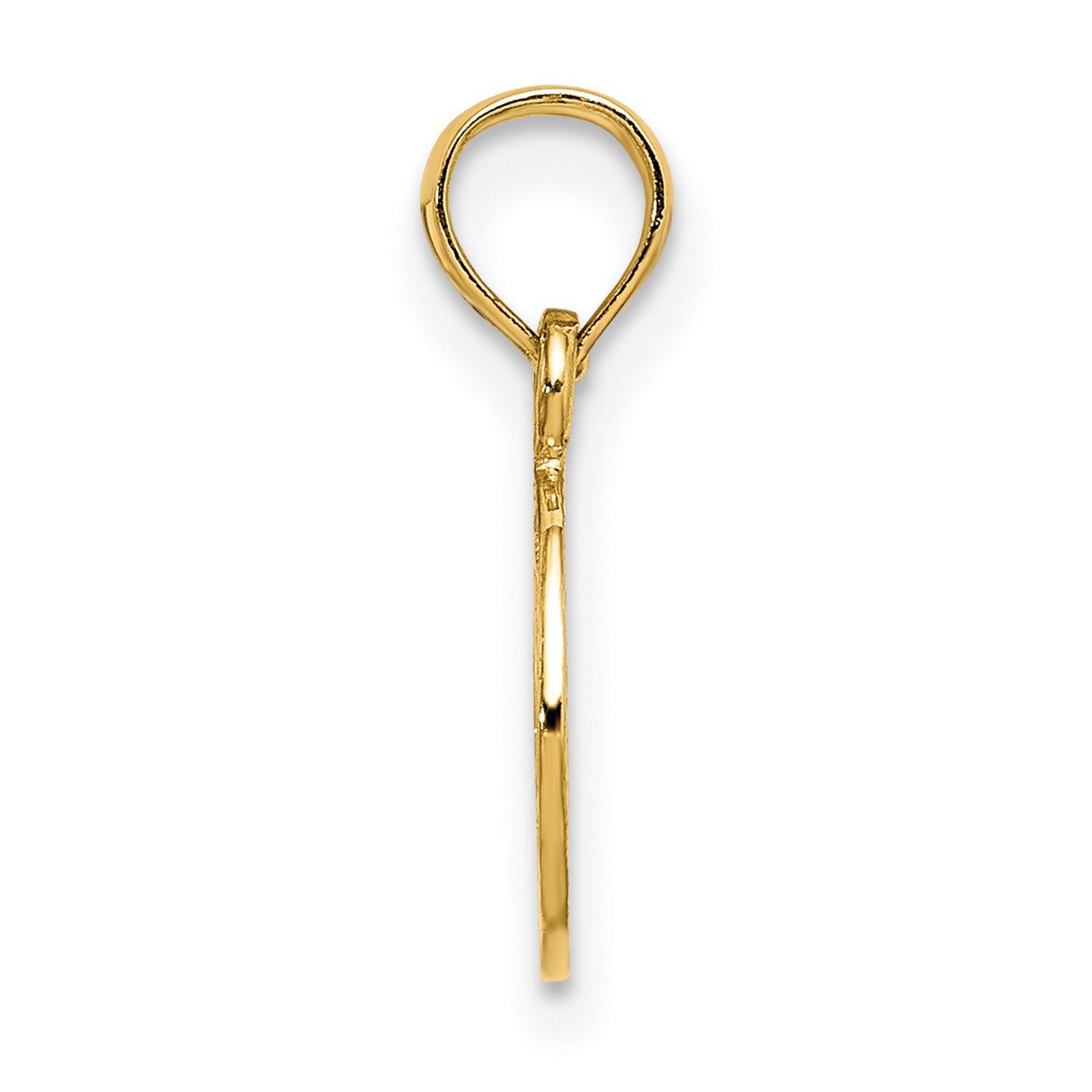 14k Yellow Gold Peace Symbol Pendant, Textured Charm with Boho Retro Spiritual Style for Women or Unisex Wear