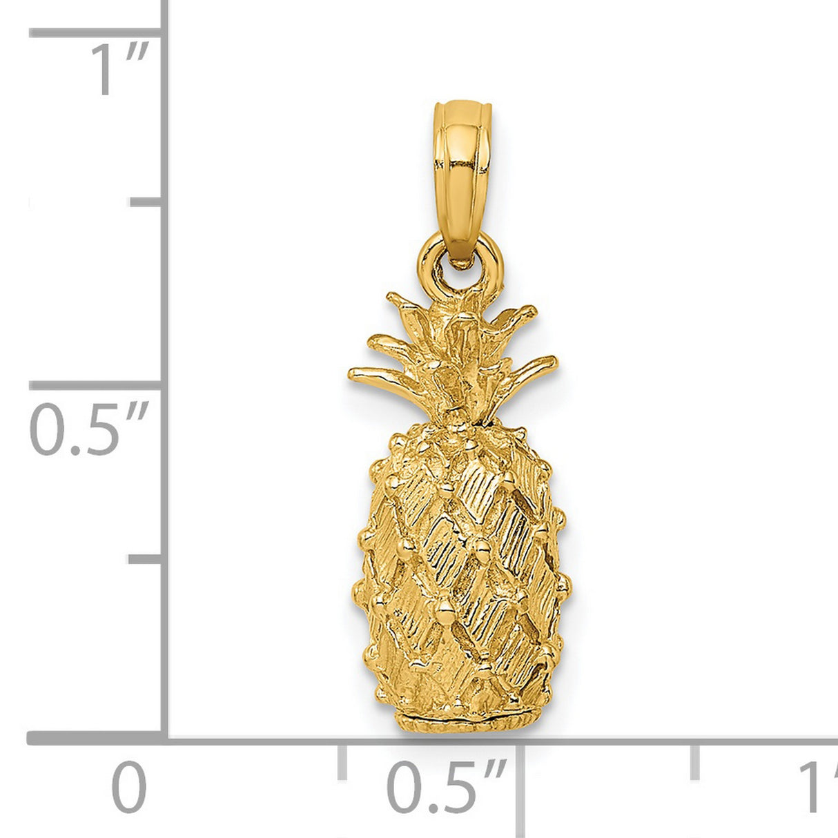 14k Yellow Gold Pineapple Pendant Charm, Tropical Fruit Design, Unisex Summer Jewelry