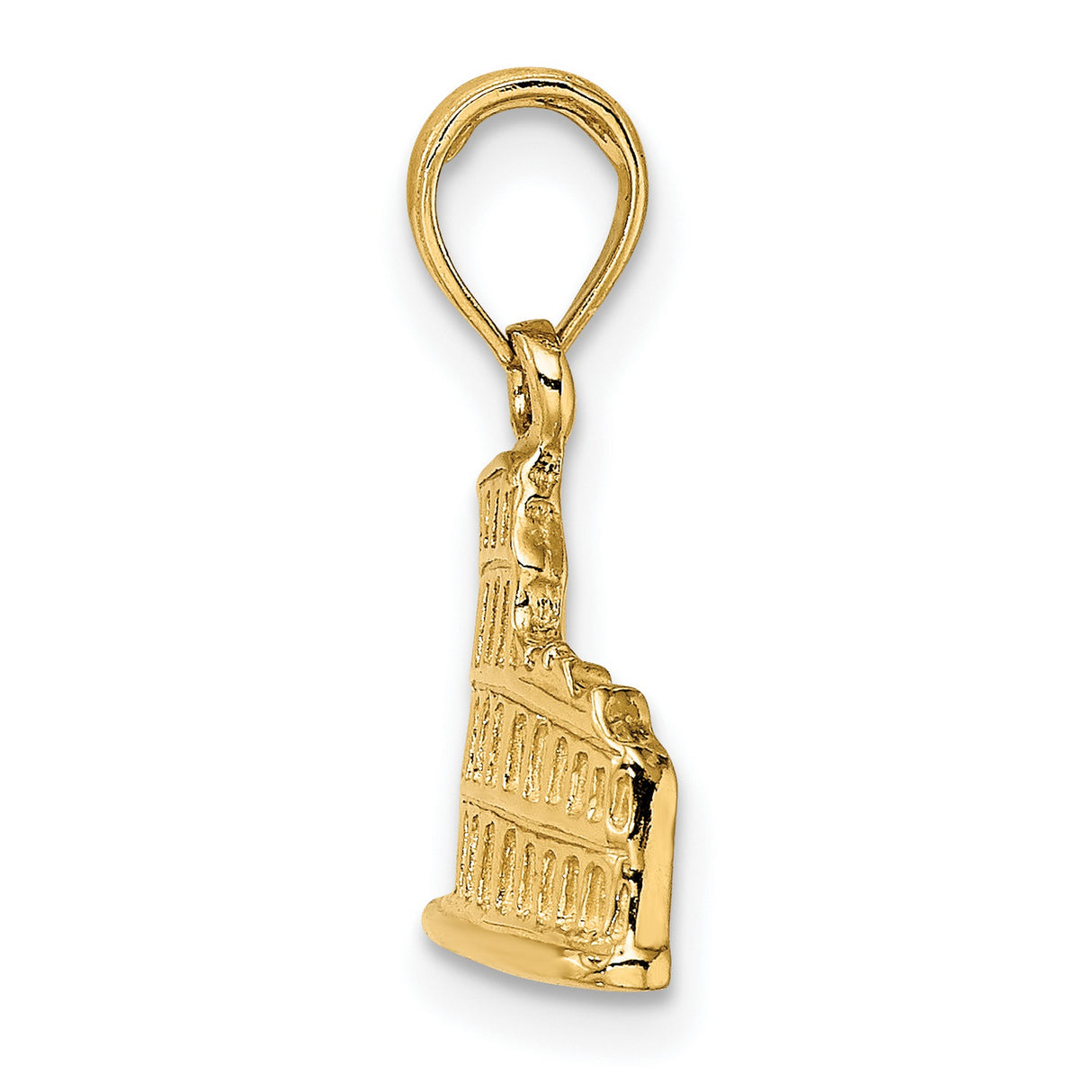 14k Yellow Gold Roman Colosseum Pendant, Italian Architecture Charm, Unisex Jewelry