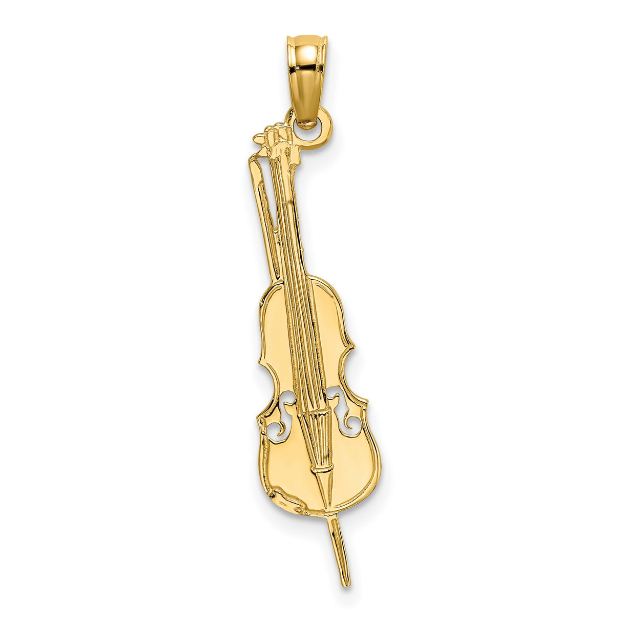 14k Yellow Gold Violin Pendant with Artistic Instrument Design for Music Lovers