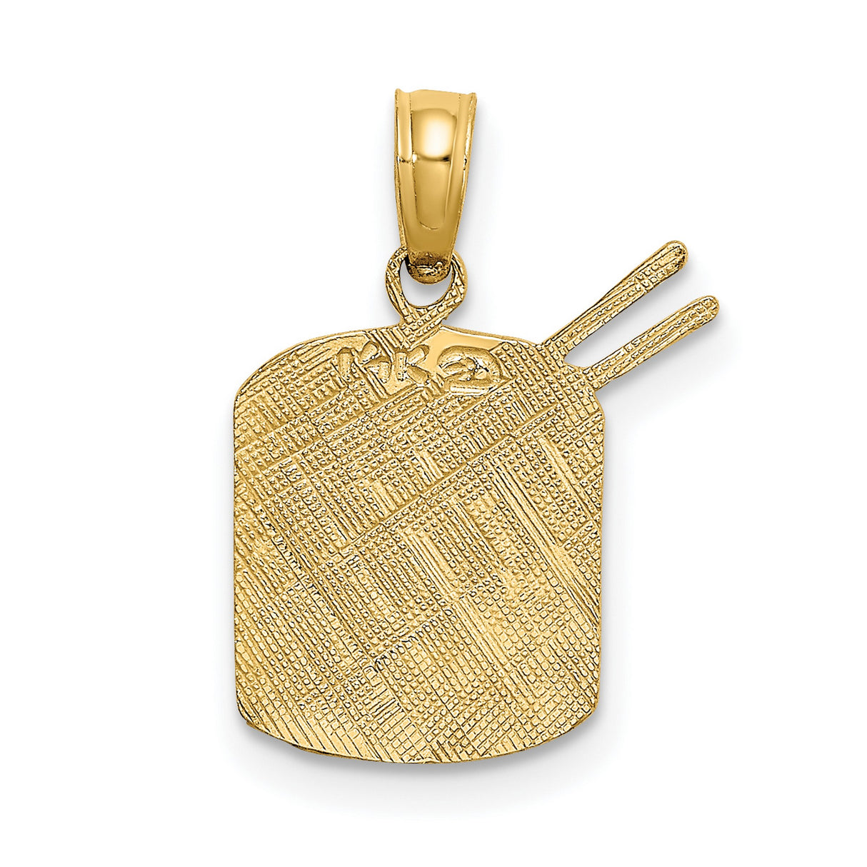 14k Yellow Gold Drum Pendant with Drumsticks and Rope Accents, Unisex Music Jewelry