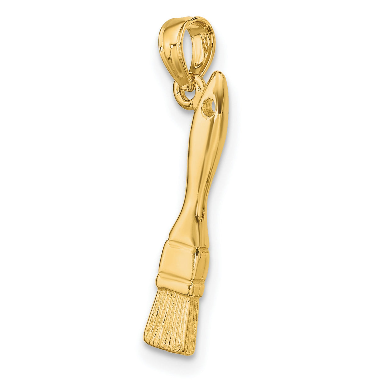 14k Yellow Gold Paintbrush Pendant, Artistic Charm Symbolizing Creativity and Inspiration