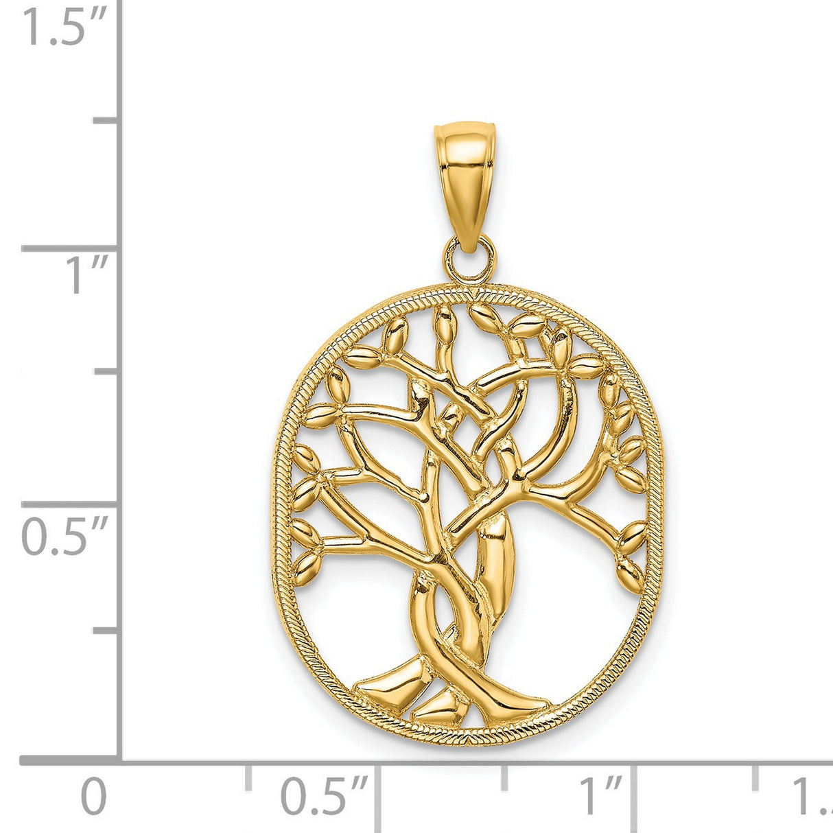 14k Yellow Gold Tree of Life Pendant, Intricate Openwork Oval Design, Nature-Inspired Jewelry for Women