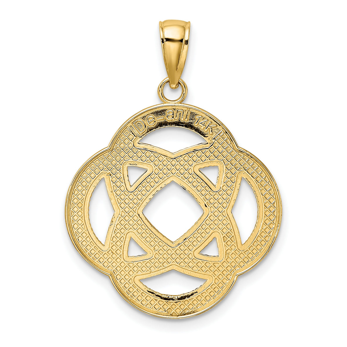 14k Yellow Gold Pendant, Celtic Knot Design with Interwoven Eternity Symbol for Women