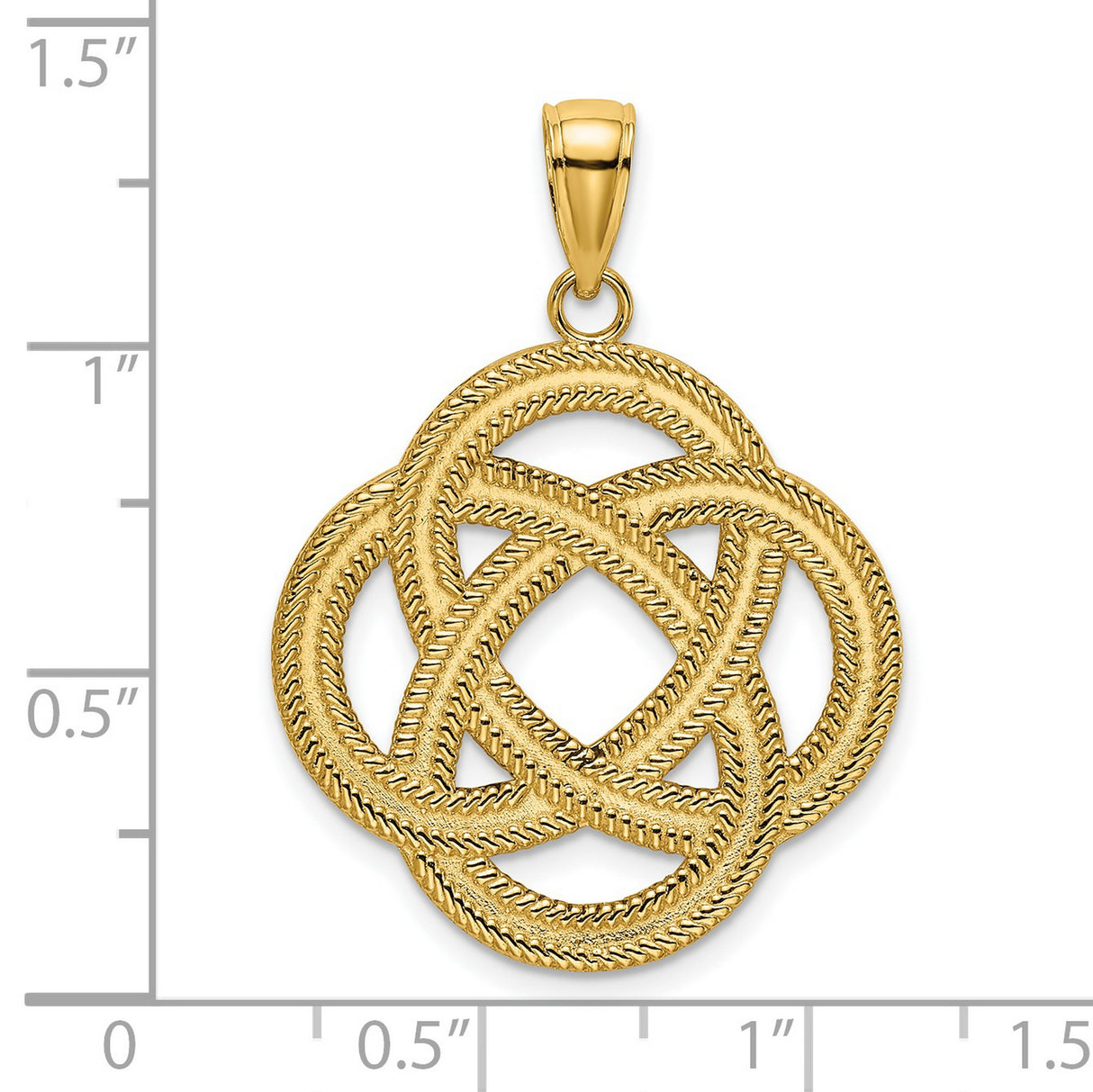 14k Yellow Gold Pendant, Celtic Knot Design with Interwoven Eternity Symbol for Women