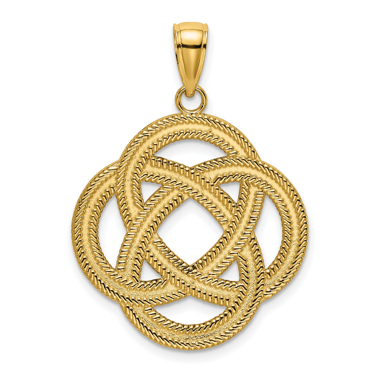 14k Yellow Gold Pendant, Celtic Knot Design with Interwoven Eternity Symbol for Women