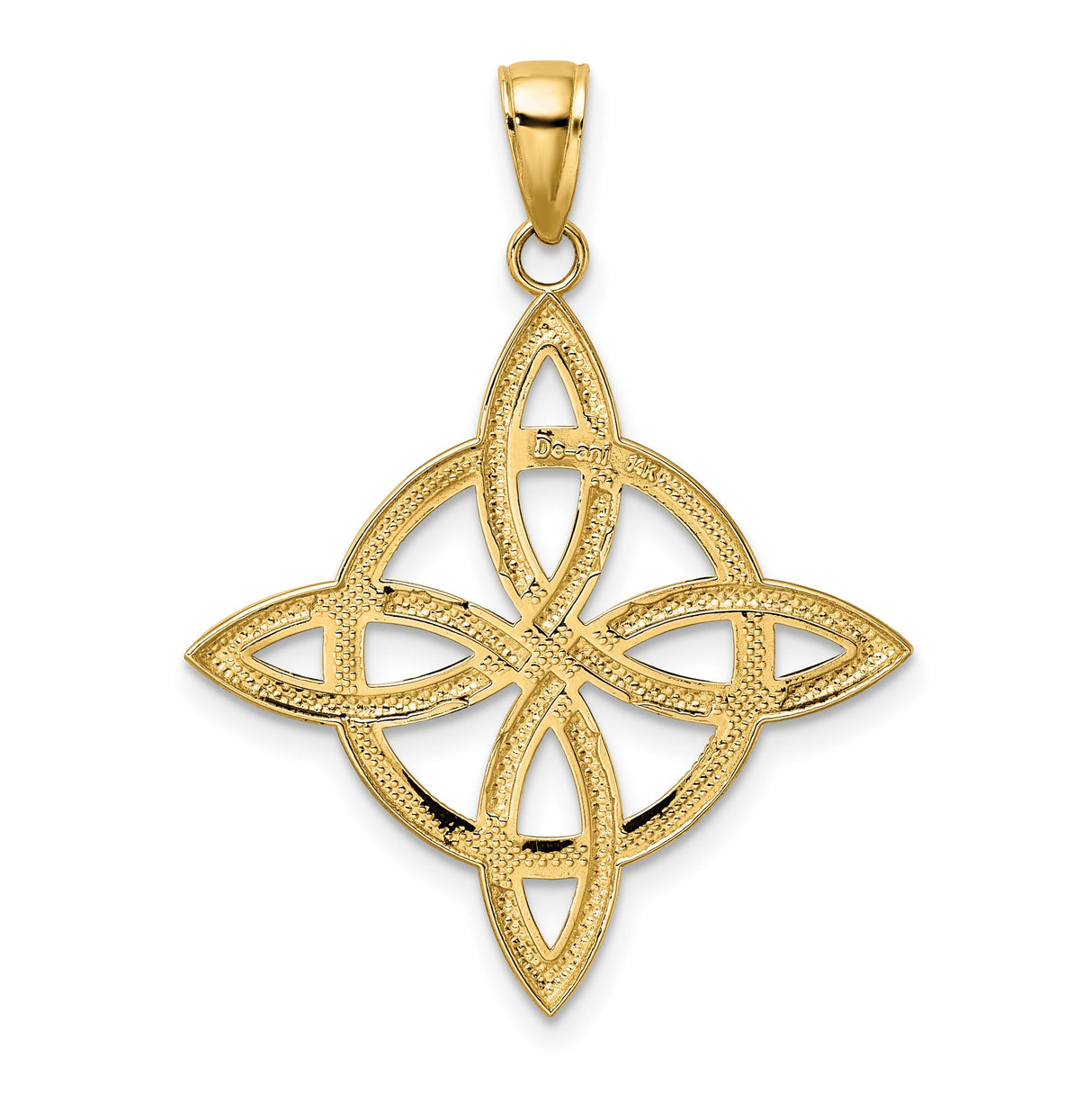14k Yellow Gold Celtic Knot Cross Pendant with Filigree Circle Detailing for Women