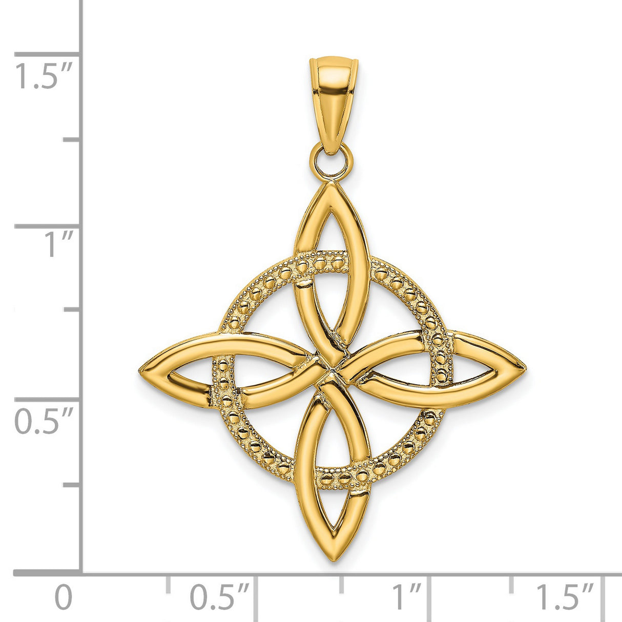 14k Yellow Gold Celtic Knot Cross Pendant with Filigree Circle Detailing for Women