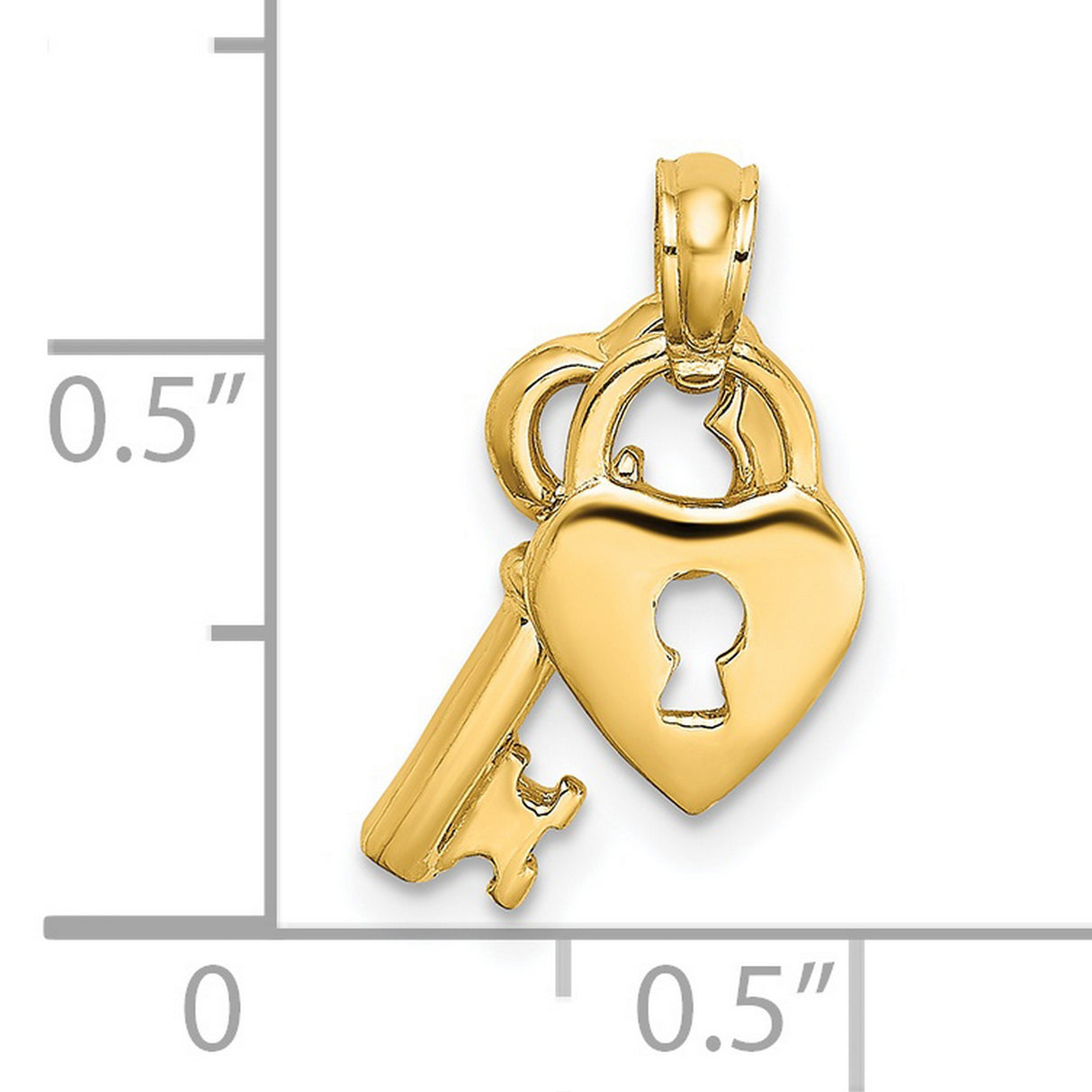 14k Yellow Gold Heart Lock and Key Pendant, Romantic Symbolic Jewelry for Women