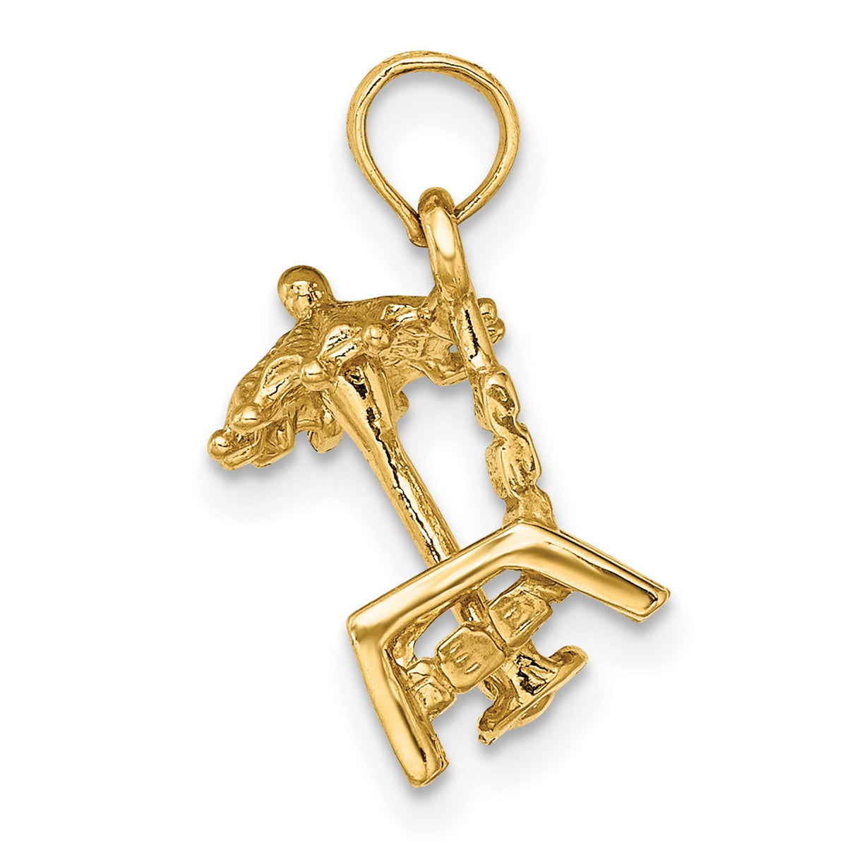 14k Yellow Gold Beach Chair and Umbrella Pendant Charm, Tropical Vacation Jewelry