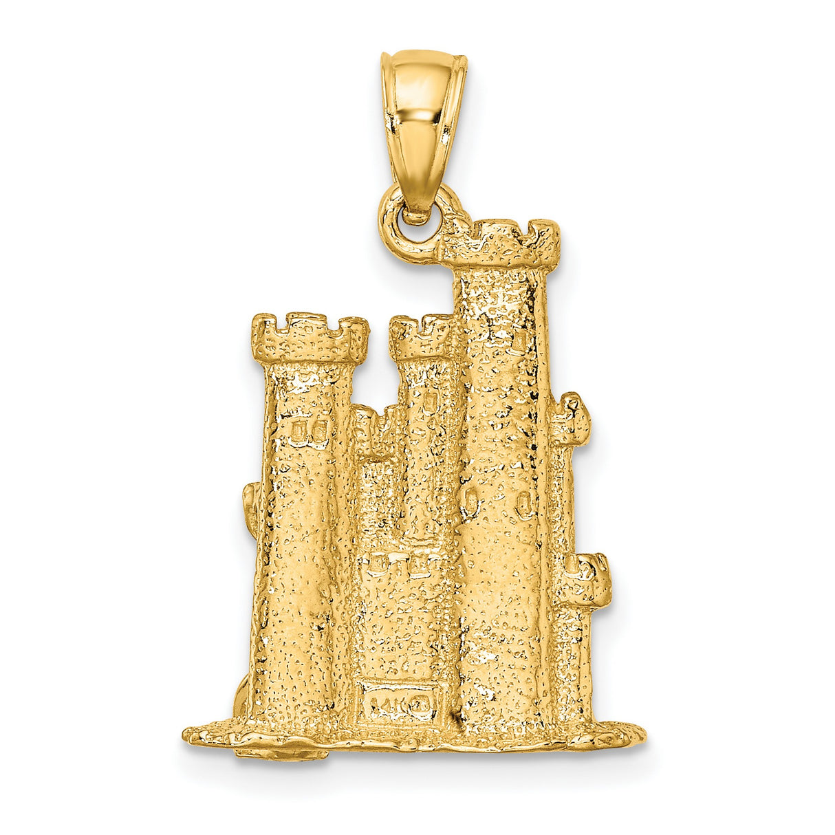 14k Yellow Gold Sandcastle Pendant with Shovel, Coastal Beach Charm for Women or Unisex Wear