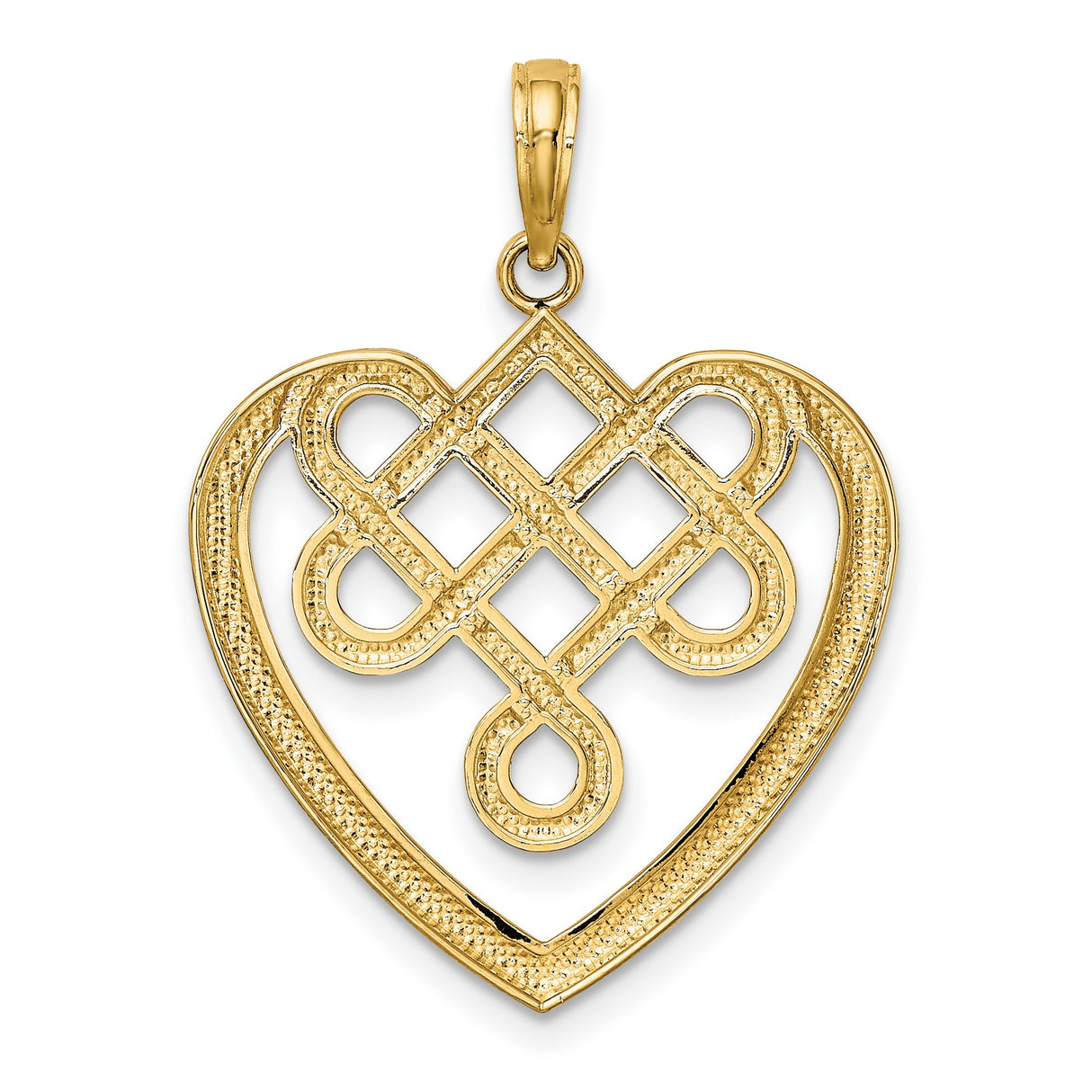 14k Yellow Gold Celtic Heart Pendant with Intricate Knot Design, Symbol of Eternal Love