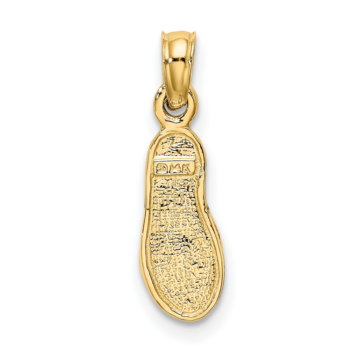 14k Yellow Gold Flip-Flop Pendant Charm, Textured Sandal Design, Beach Vacation Style