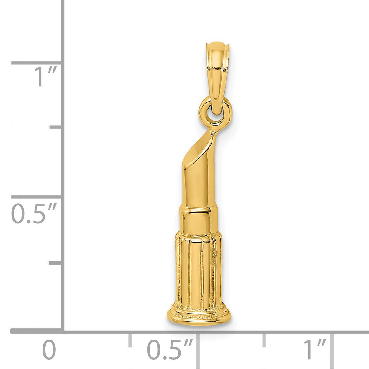 14k Yellow Gold Lipstick Pendant, Detailed Makeup Charm Symbolizing Beauty and Self-Expression