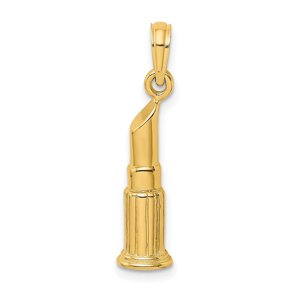 14k Yellow Gold Lipstick Pendant, Detailed Makeup Charm Symbolizing Beauty and Self-Expression