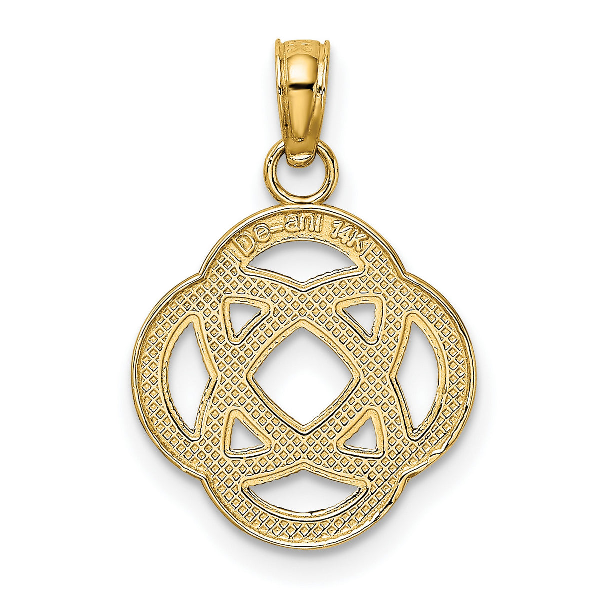 14k Yellow Gold Celtic Knot Pendant, Interwoven Eternity Symbol Design for Women