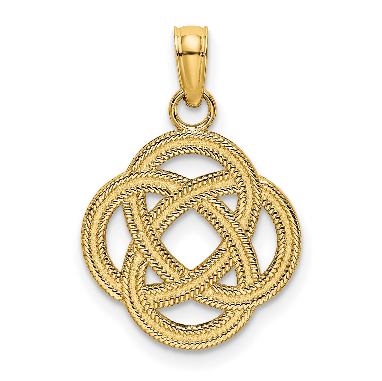 14k Yellow Gold Celtic Knot Pendant, Interwoven Eternity Symbol Design for Women