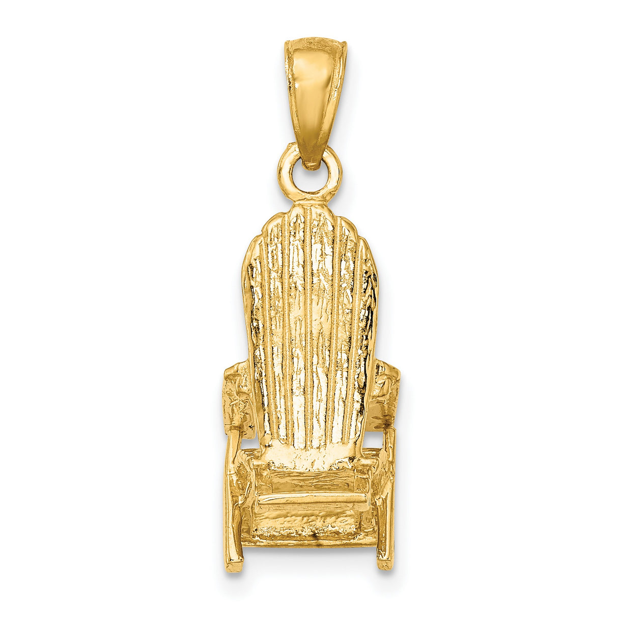 14k Yellow Gold Adirondack Chair Pendant with Woodgrain Texture, Nautical Beach Style