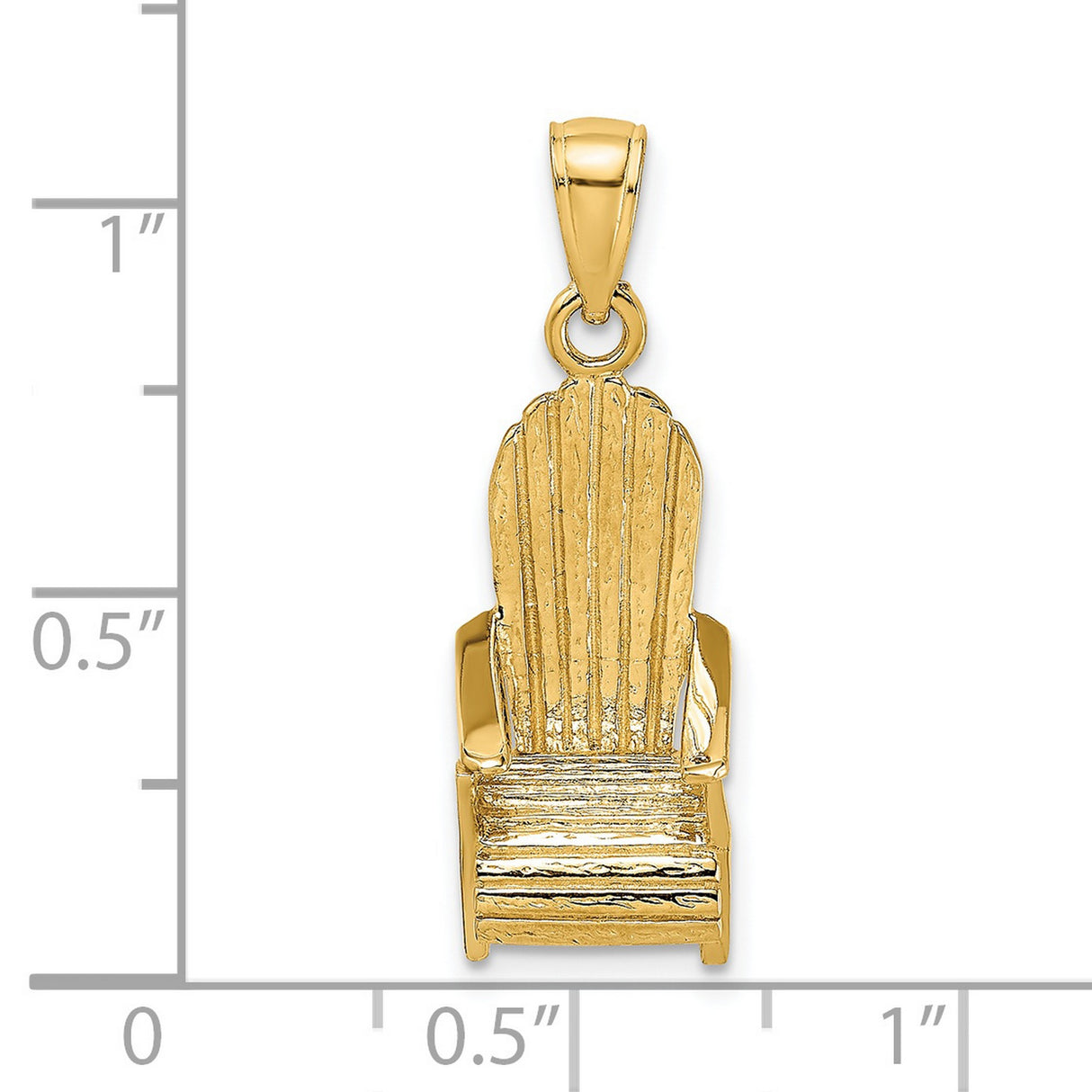 14k Yellow Gold Adirondack Chair Pendant with Woodgrain Texture, Nautical Beach Style