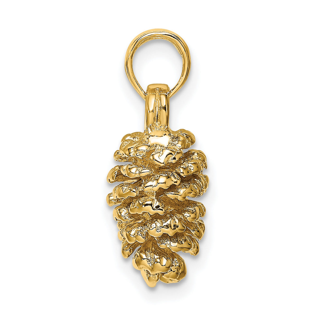 14k Yellow Gold Pinecone Pendant, Nature Inspired Botanical Charm for Women