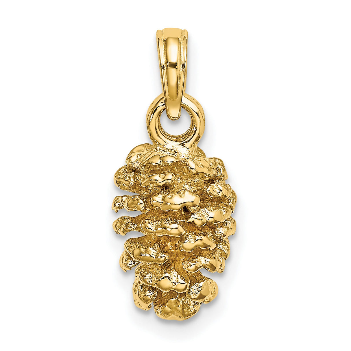 14k Yellow Gold Pinecone Pendant, Nature Inspired Botanical Charm for Women