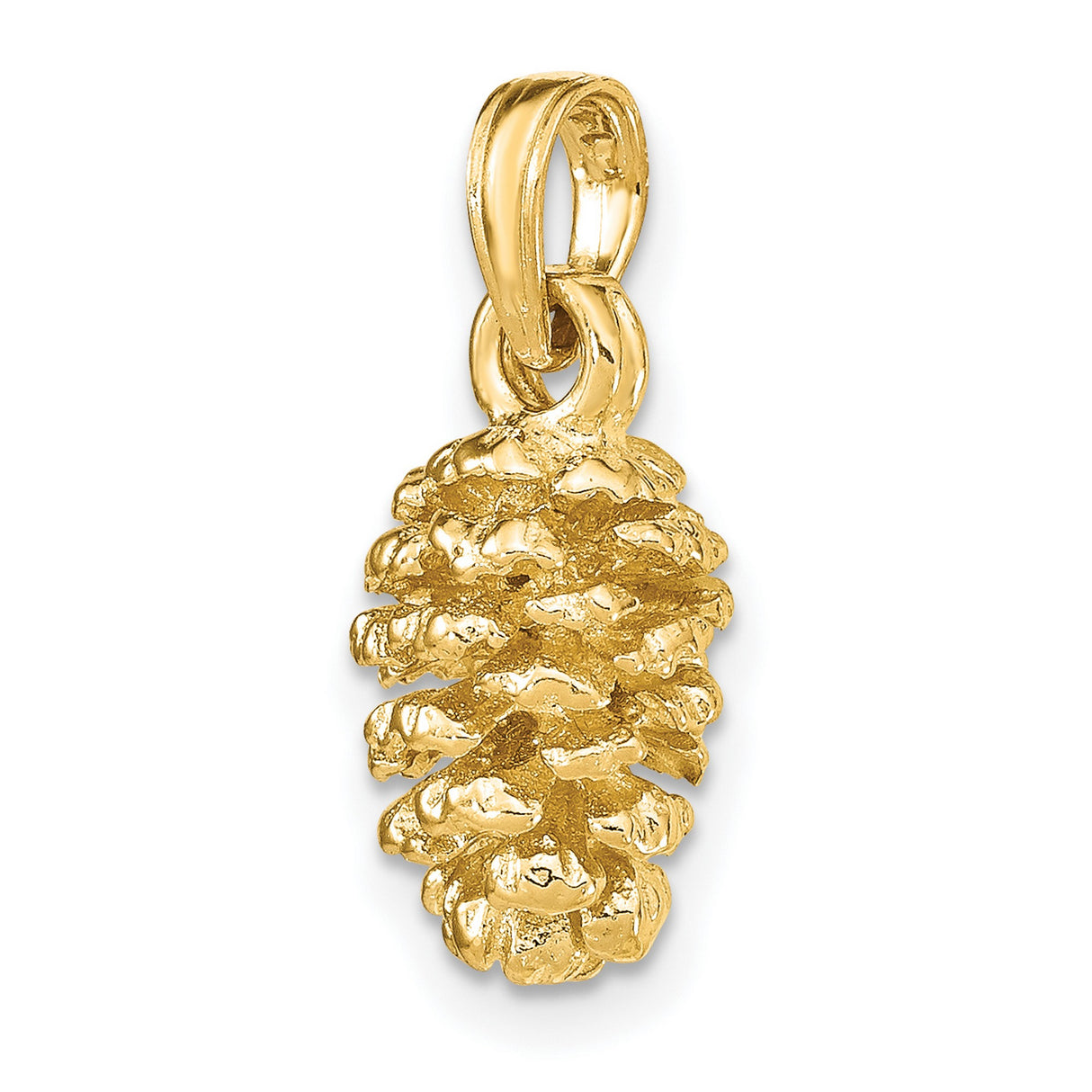 14k Yellow Gold Pinecone Pendant, Nature Inspired Botanical Charm for Women