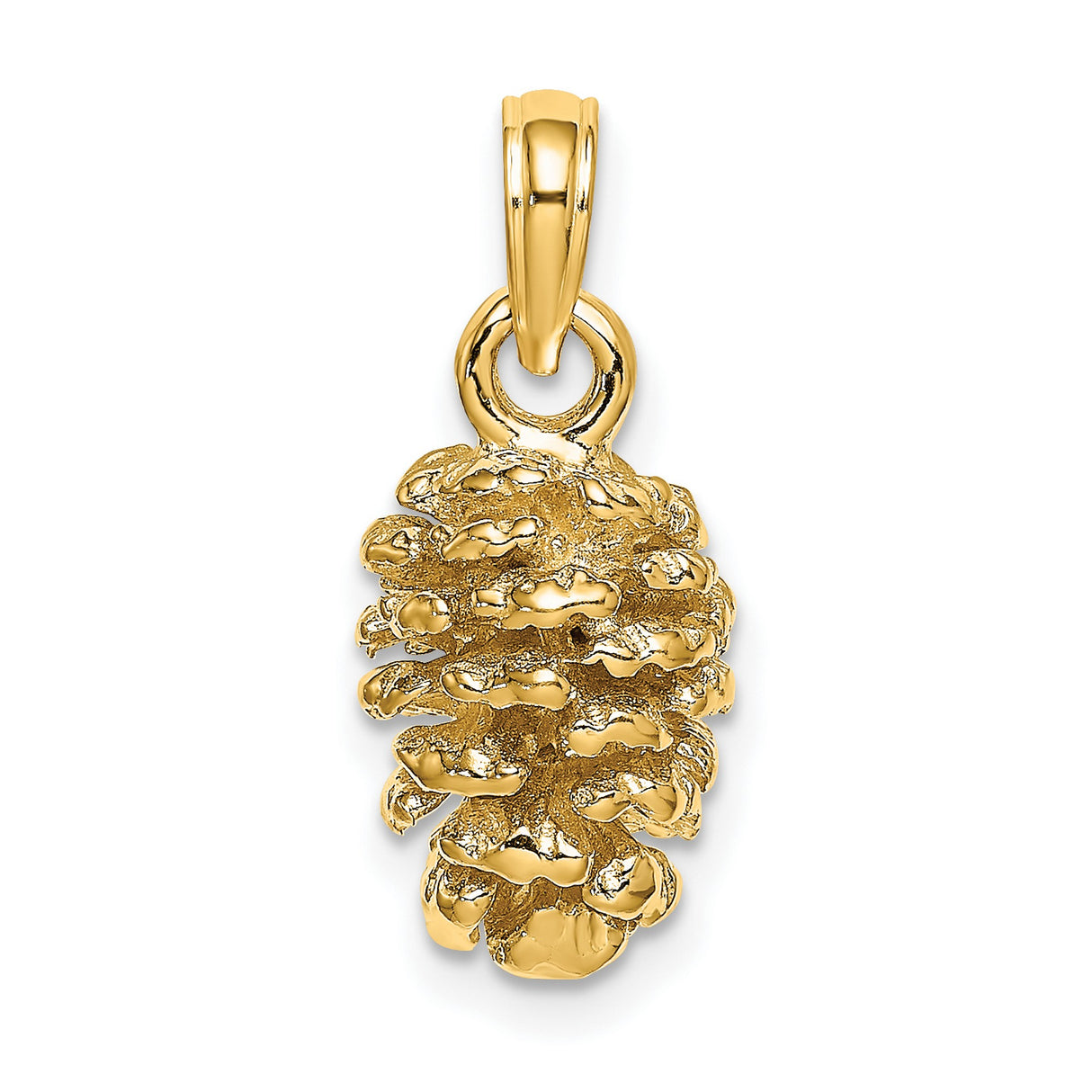 14k Yellow Gold Pinecone Pendant, Nature Inspired Botanical Charm for Women
