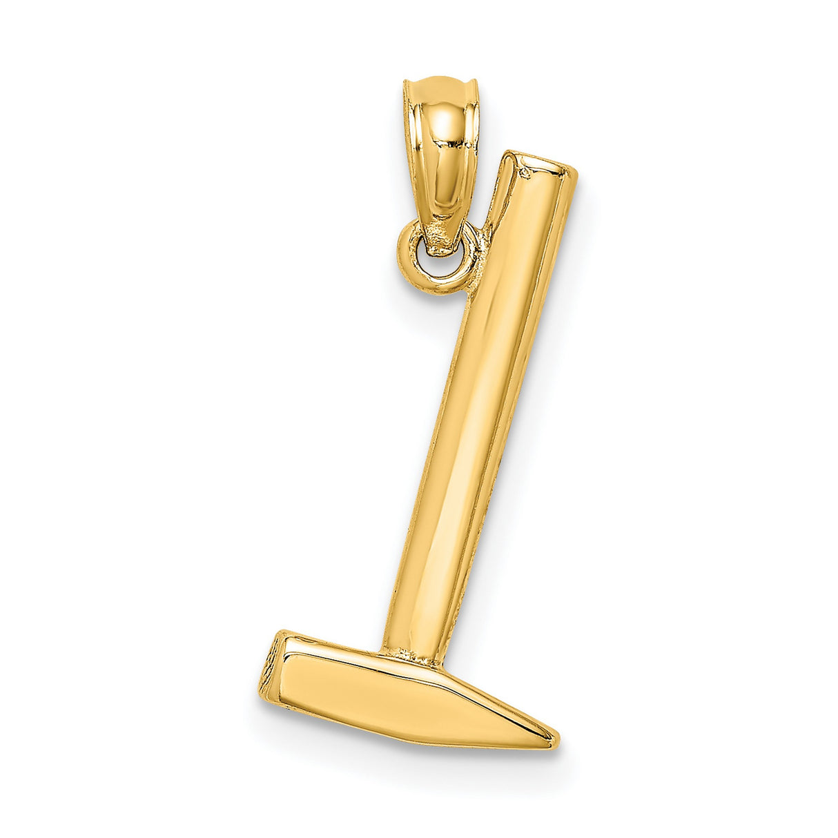14k Yellow Gold Hammer Pendant, Realistic Claw Tool Charm for Men or Unisex Wear