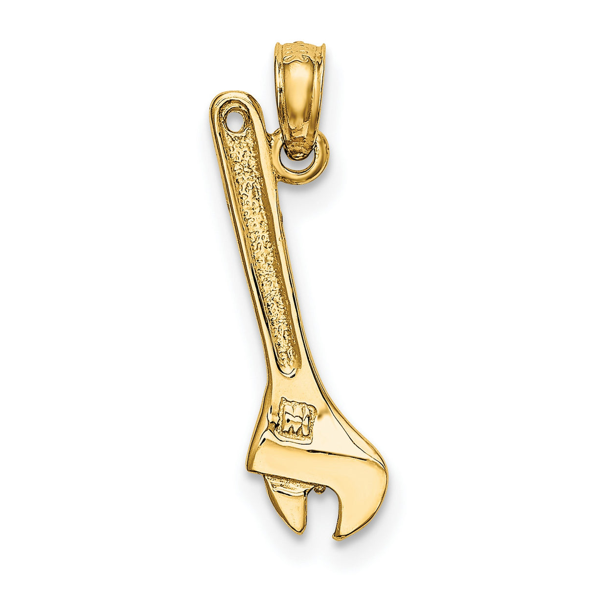 14k Yellow Gold Adjustable Wrench Pendant with Realistic Detailing, Tool Charm for Men