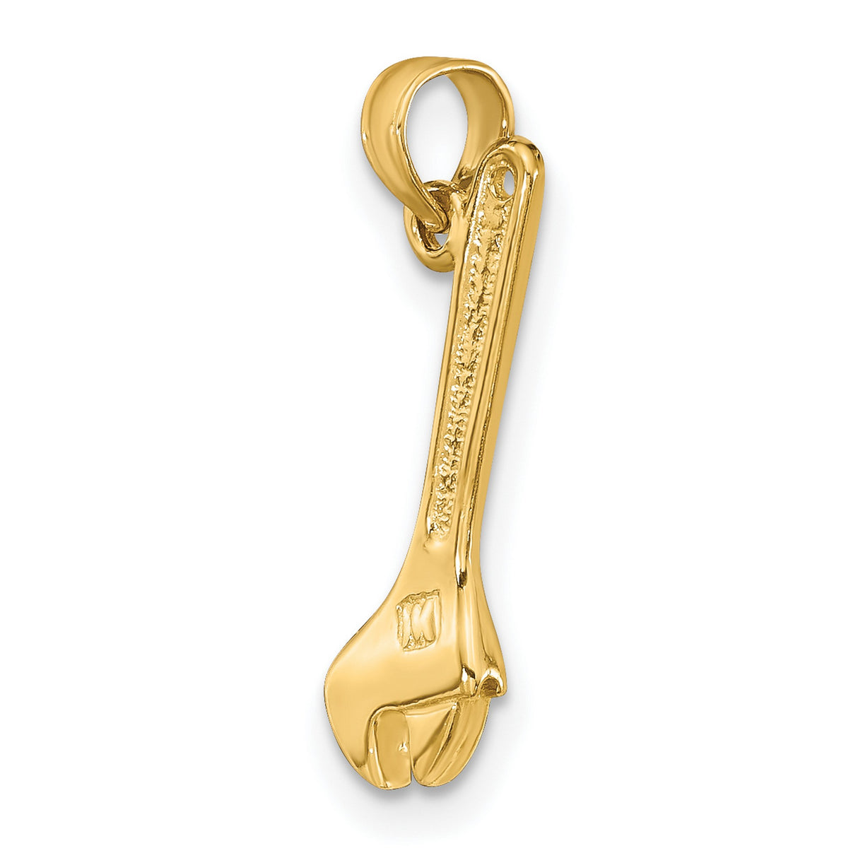 14k Yellow Gold Adjustable Wrench Pendant with Realistic Detailing, Tool Charm for Men