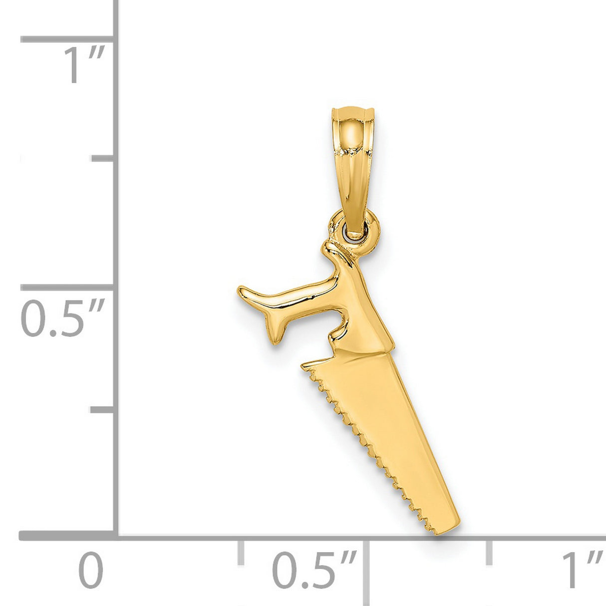 14k Yellow Gold Saw Pendant, Detailed Tool Charm Symbolizing Craftsmanship