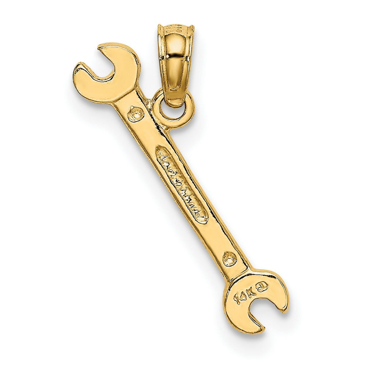 14k Yellow Gold Wrench Pendant, Open-End Tool Charm Symbolizing Craftsmanship and Labor Pride