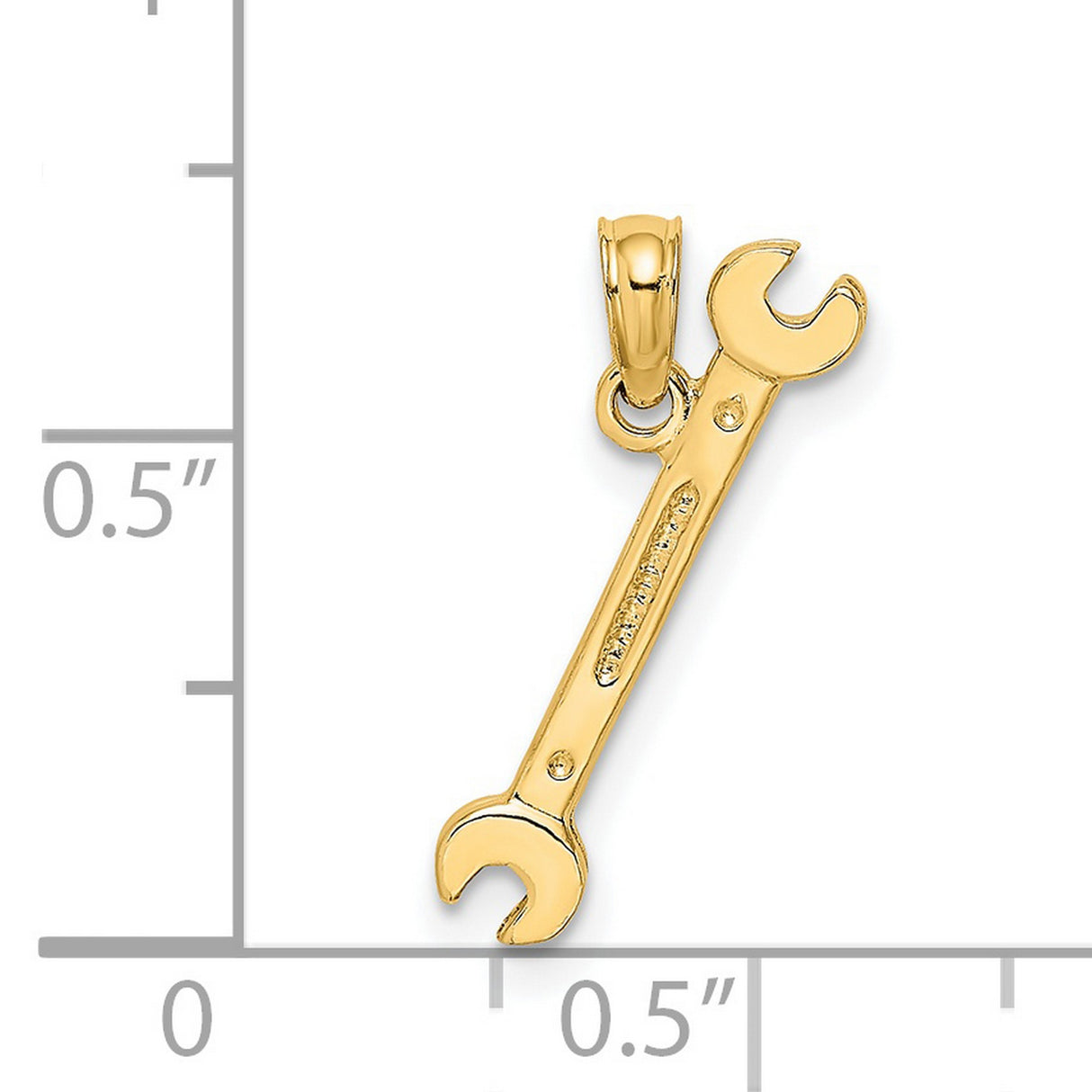 14k Yellow Gold Wrench Pendant, Open-End Tool Charm Symbolizing Craftsmanship and Labor Pride