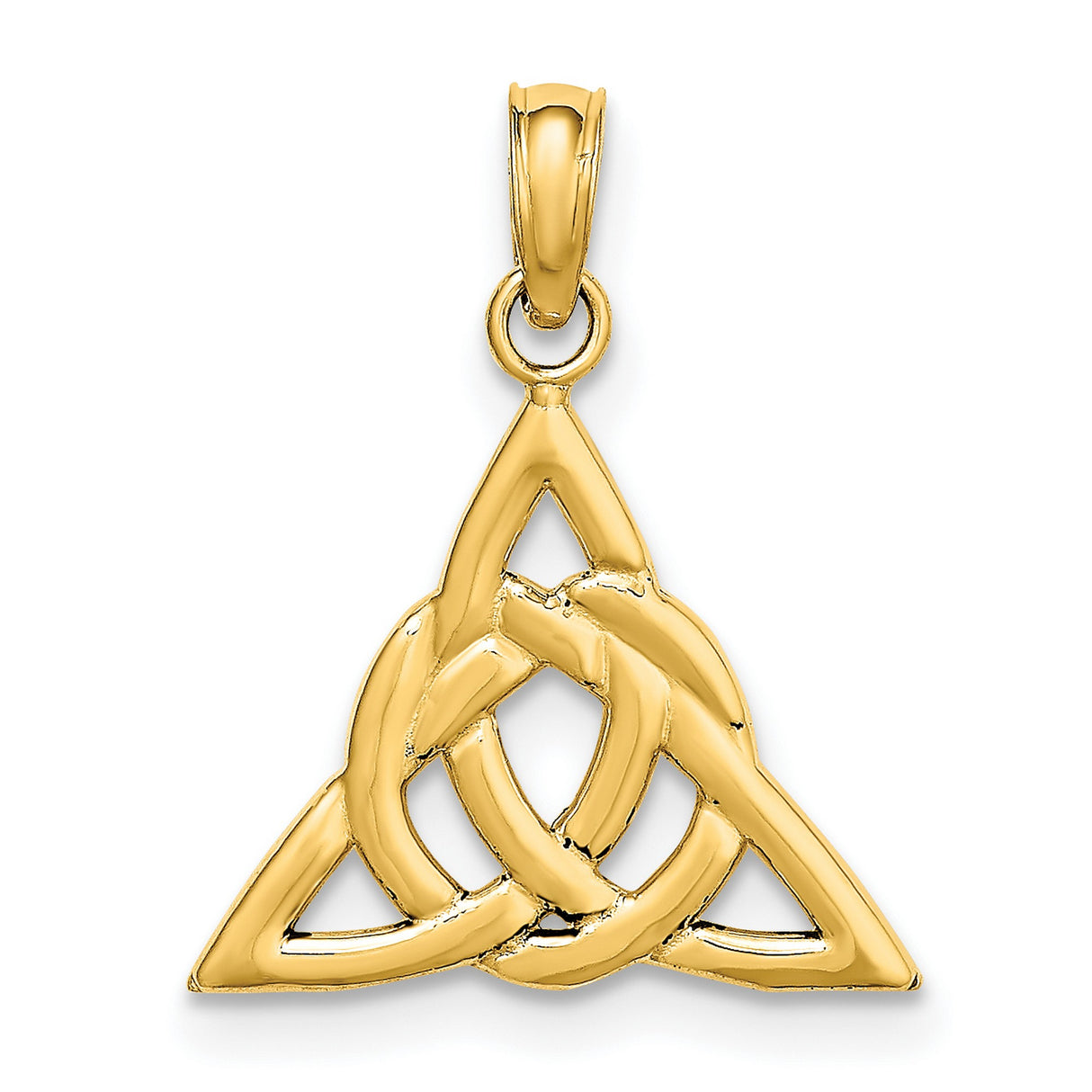 14k Yellow Gold Triquetra Pendant with Celtic Knot and Trinity Symbol Design