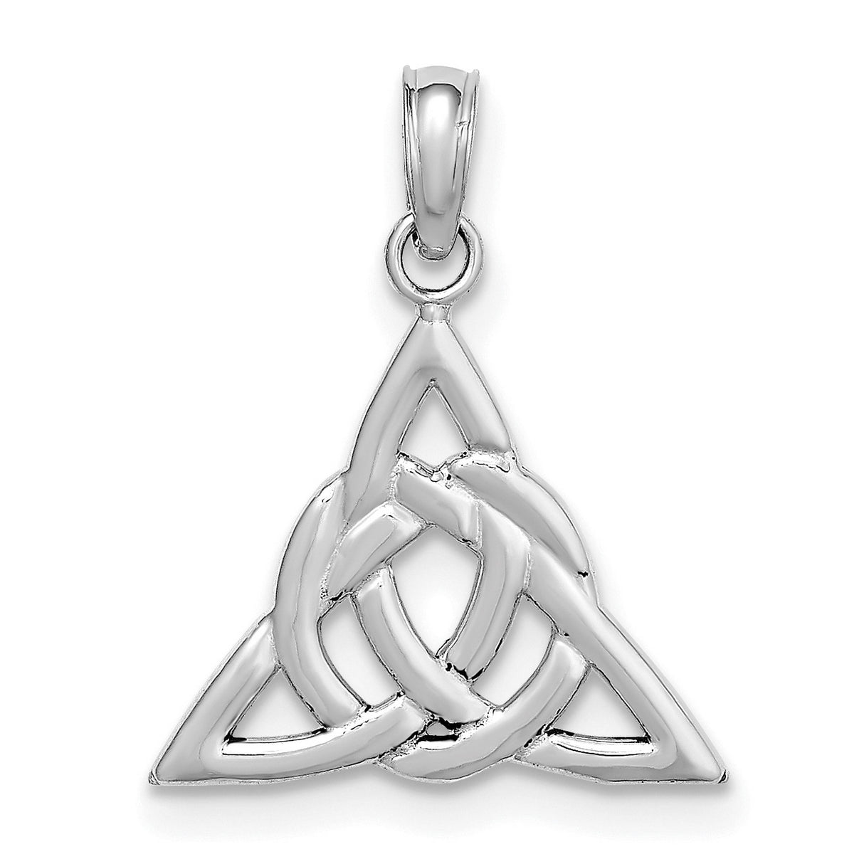 14k White Gold Triquetra Pendant with Celtic Knot, Spiritual Trinity Symbol Charm
