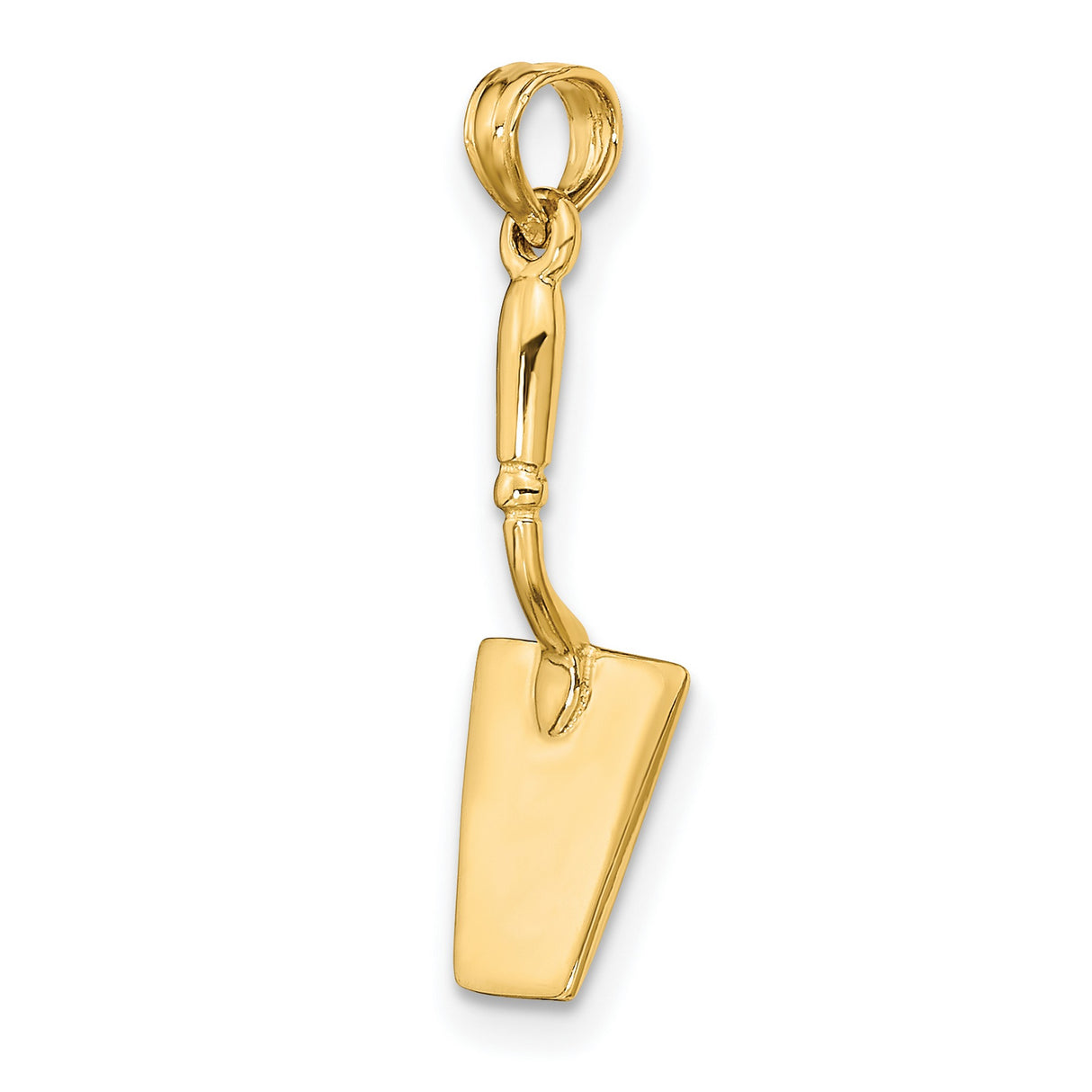 14k Yellow Gold Shovel Pendant, Realistic Miniature Spade Charm, Symbol of Hard Work