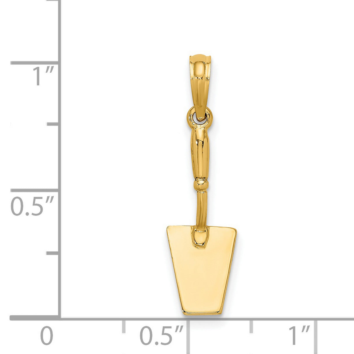 14k Yellow Gold Shovel Pendant, Realistic Miniature Spade Charm, Symbol of Hard Work
