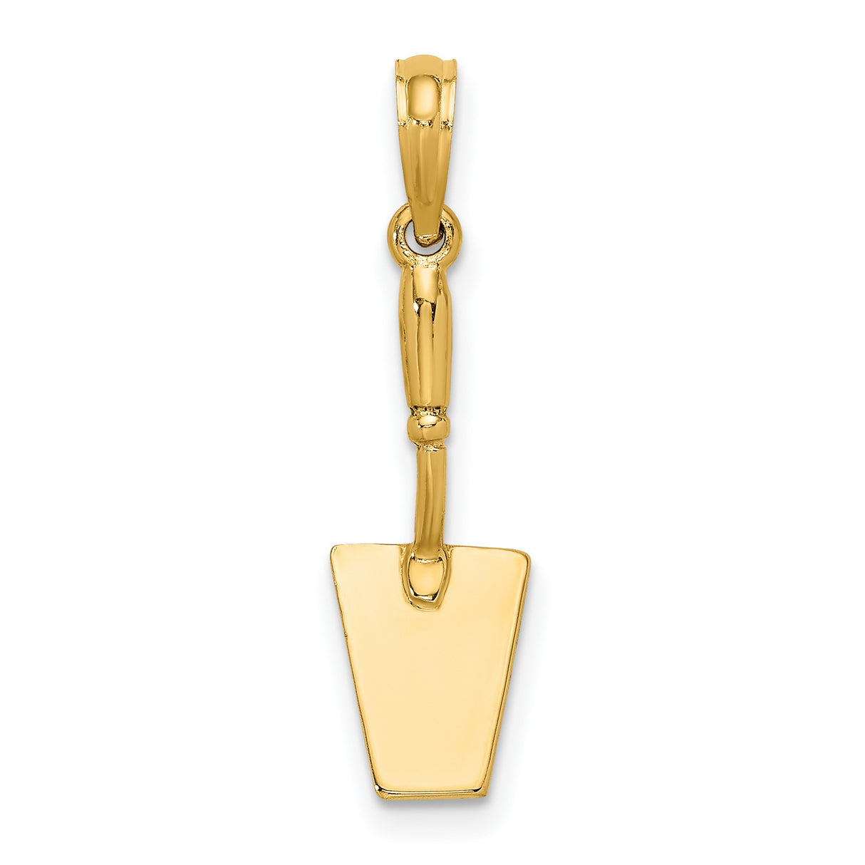14k Yellow Gold Shovel Pendant, Realistic Miniature Spade Charm, Symbol of Hard Work