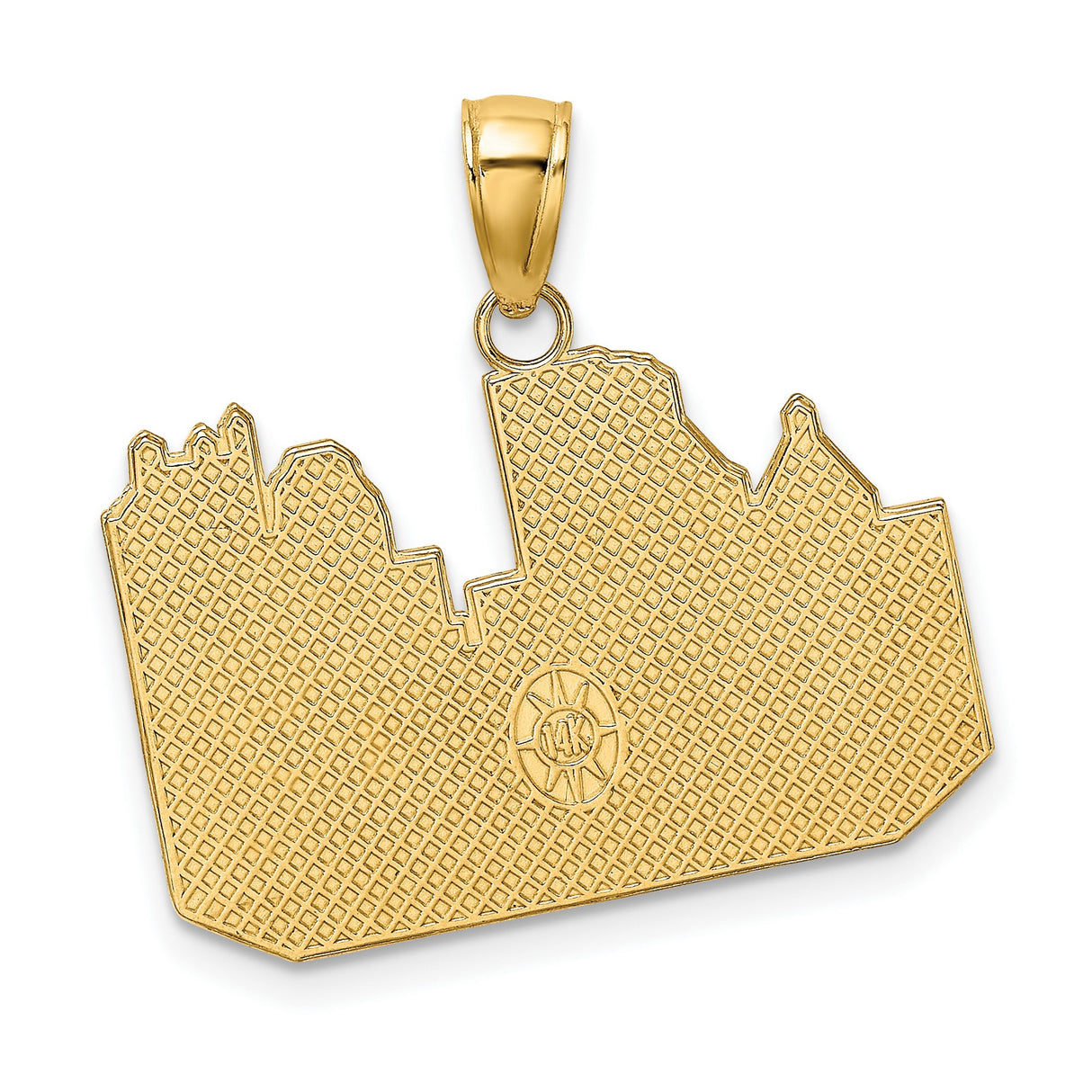 14k Yellow Gold Pittsburgh Skyline Pendant with City Landmark Design