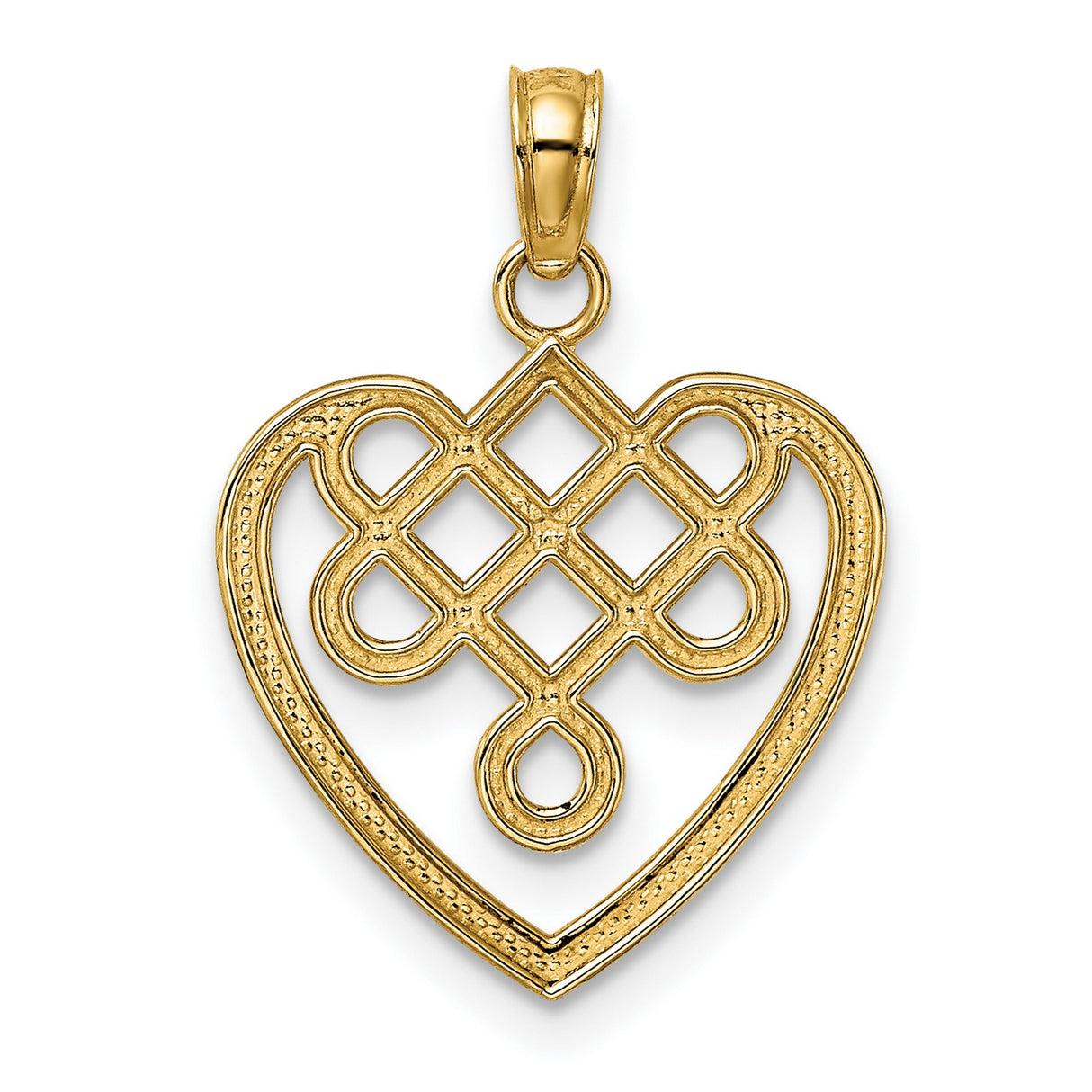 14k Yellow Gold Heart-Shaped Celtic Knot Pendant, Symbol of Eternal Love and Unity