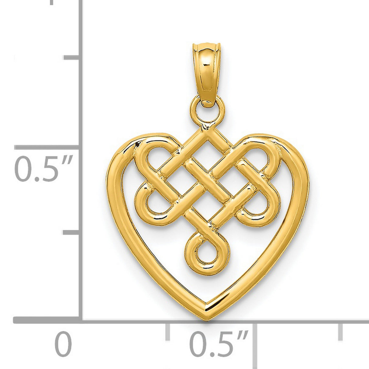 14k Yellow Gold Heart-Shaped Celtic Knot Pendant, Symbol of Eternal Love and Unity