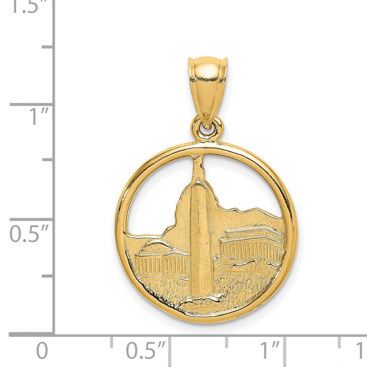 14k Yellow Gold Washington DC Skyline Pendant with Lincoln, Jefferson, and Washington Monuments
